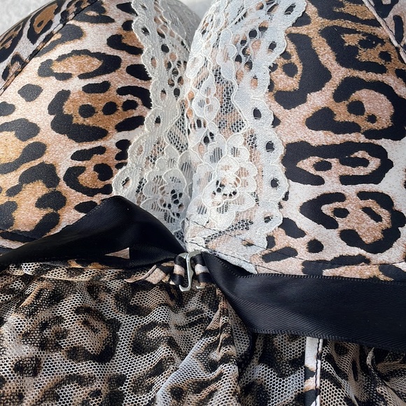 Victoria’s Secret (34D) Sheer Mesh/Lace Babydoll lingerie top leopard print NWT - Picture 5 of 7